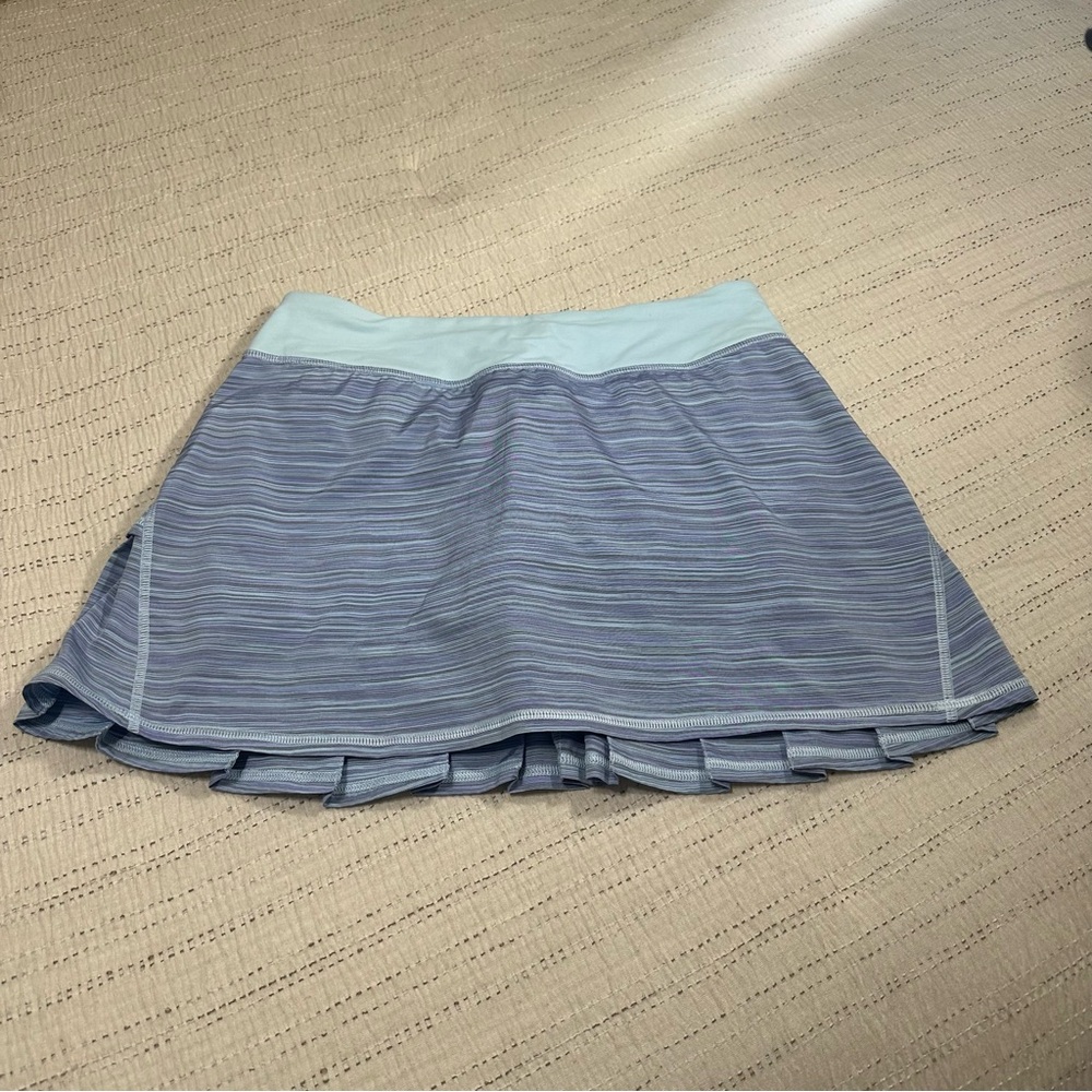 lululemon athletica Light Blue Striped Pace Setter Skirt/ Skort